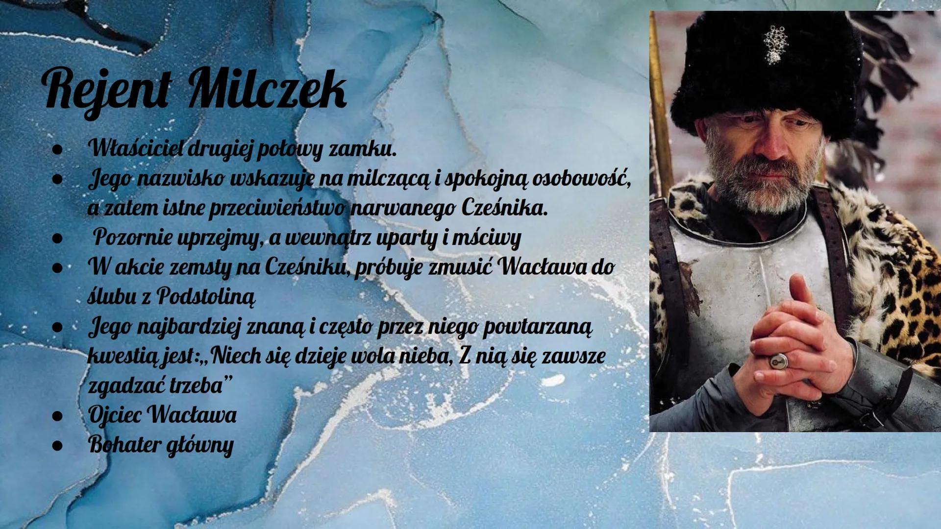 ,,Zemsta"
99
Aleksander Fredro Geneza utworu
Inspirowana była dokumentem znalezionym
przez Fredrę na zamku Kamieniec w Odrzykoniu,
Bibloteme