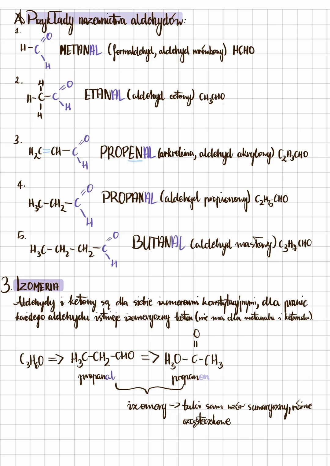 Aldehydy
1. WZÓR OGÓLNY
H
*
gr. Karbonylona
grupa kurboaldehydona ->zawsze na końcu Tańcucha
* poxy motanalu zamiast R jest po prostu. H.
2.