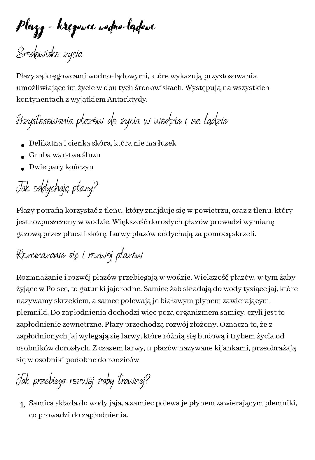 Płazy - kręgowce wodno-lądowe 