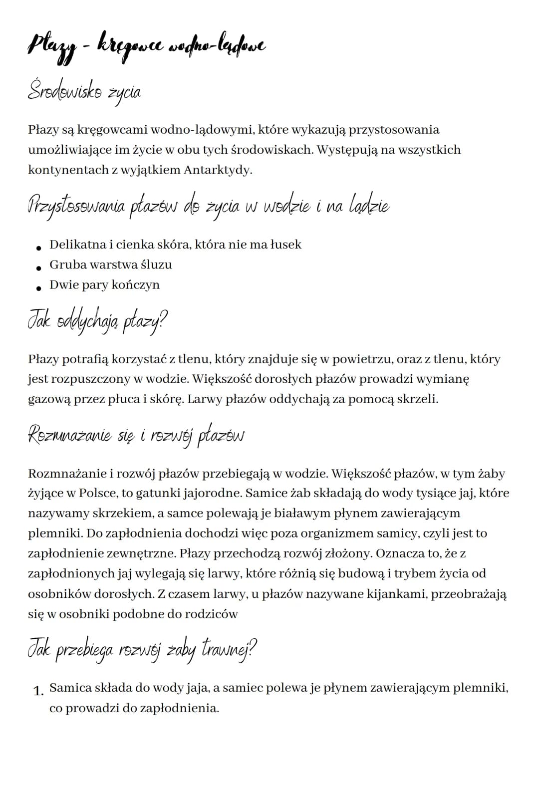 Plazy - kregowce wodno-lędowe
Środowisko życia
Płazy są kręgowcami wodno-lądowymi, które wykazują przystosowania
umożliwiające im życie w ob