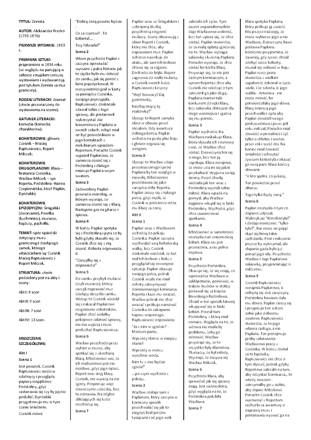 Zemsta - streszczenie, bohaterowie i quiz dla dzieci
