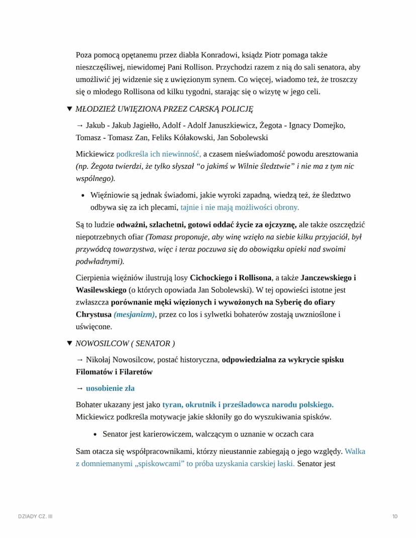 DZIADY CZ. III
AUTOR: ADAM MICKIEWICZ
DZIADY CZ. III
▼ STRESZCZENIE
Scena I tzw. więzienna:
samotny więzień śpi w celi. Nad nim stoi anioł, 