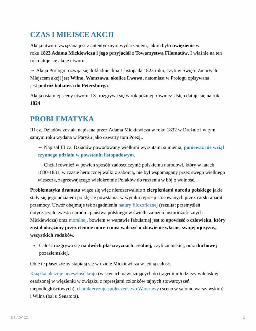 DZIADY CZ. III
AUTOR: ADAM MICKIEWICZ
DZIADY CZ. III
▼ STRESZCZENIE
Scena I tzw. więzienna:
samotny więzień śpi w celi. Nad nim stoi anioł, 