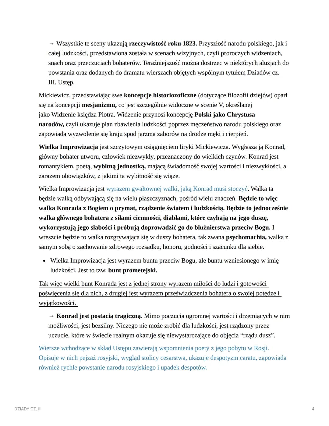 DZIADY CZ. III
AUTOR: ADAM MICKIEWICZ
DZIADY CZ. III
▼ STRESZCZENIE
Scena I tzw. więzienna:
samotny więzień śpi w celi. Nad nim stoi anioł, 