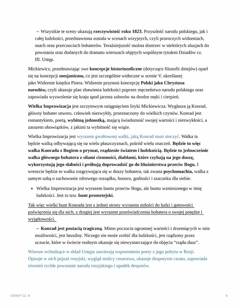 DZIADY CZ. III
AUTOR: ADAM MICKIEWICZ
DZIADY CZ. III
▼ STRESZCZENIE
Scena I tzw. więzienna:
samotny więzień śpi w celi. Nad nim stoi anioł, 