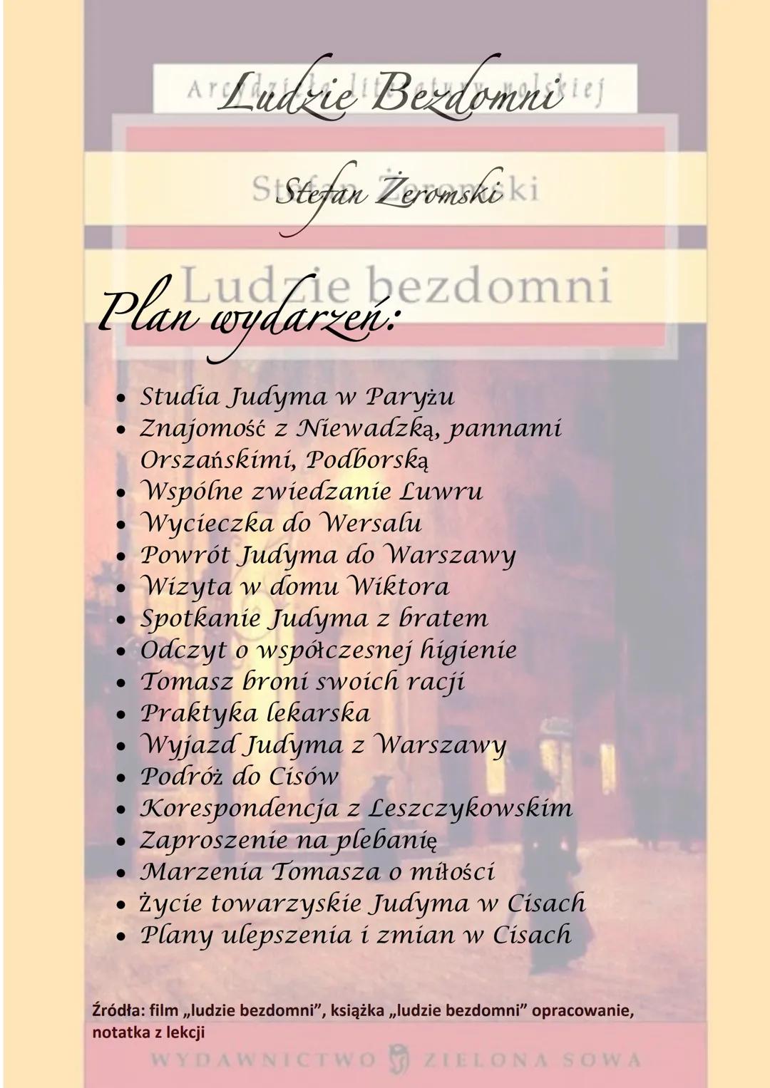 Arcydziellite tury
Stefan Zeromski
Bohaterowie bezdomni
• Tomasz Judym
Joanna Podborska
●
● Korzecki
• Wiktor Judym
Węglichowski
Jan Bogusła