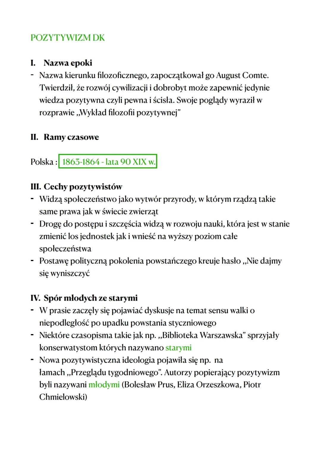 
<h2 id="nazwaepoki">Nazwa epoki</h2>
<p>Epoka pozytywizmu, nazwana tak na cześć kierunku filozoficznego zapoczątkowanego przez Augusta Comt