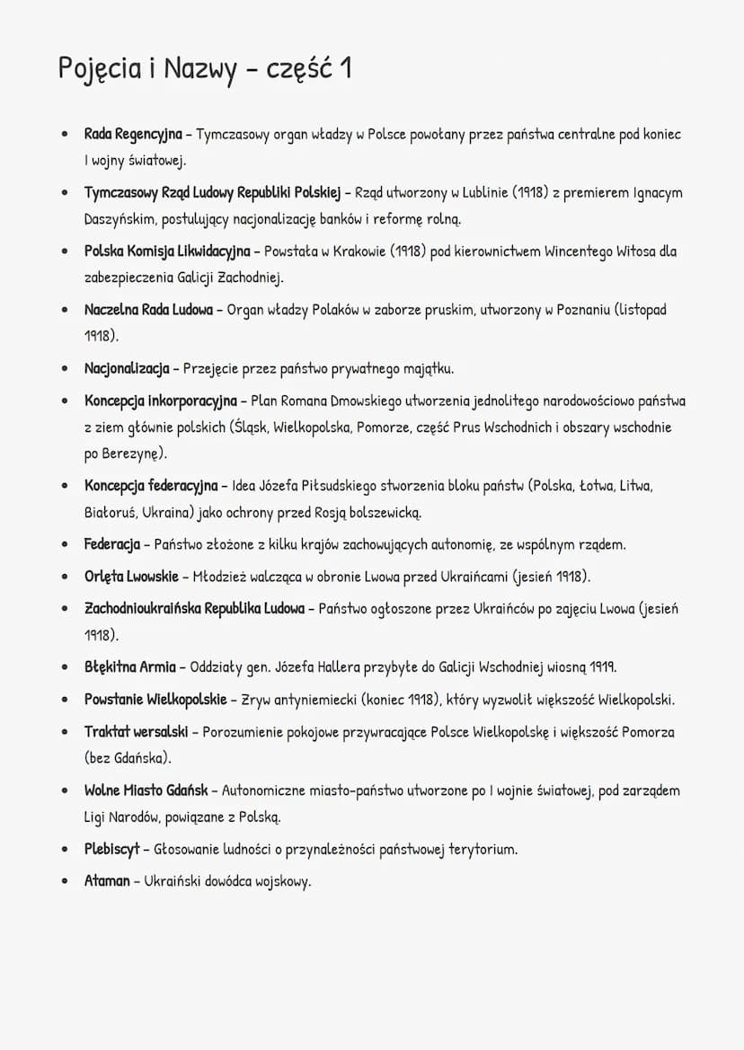Odrodzenie Rzeczypospolitej
Tymczasowe ośrodki władzy
W chwili zakończenia I wojny światowej najważniejszym ośrodkiem władzy na ziemiach pol
