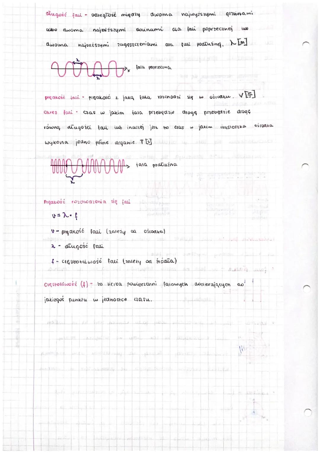 Fala to 102chodzące się drgania pewnego ośrodka.
Fala poprzeczna fragmenty ośroaka argaja, prostopa due
ao kierunku rozchodzenia
się wratui 