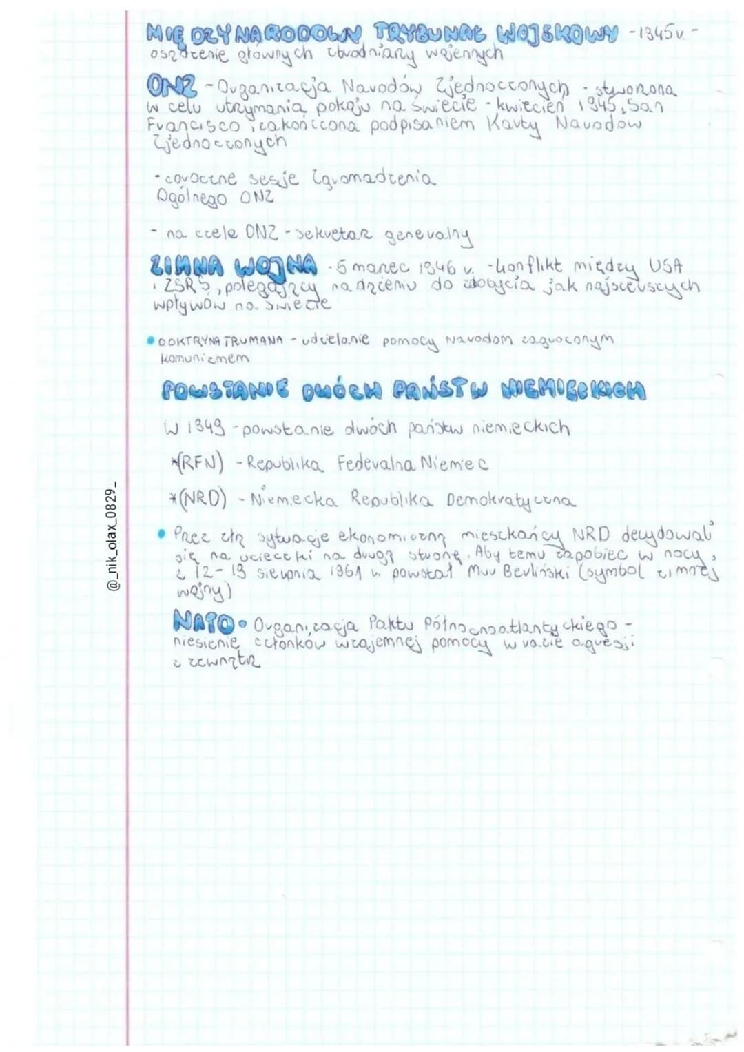 @_nik_olax_0829_
Początek zimnej wojny
SKUTKI WOJNY
ŚWIATOWEJ
stvoty demograficzne
śmiere 50min. ludzi
*
straty spoteczne
* dużo osob stało 