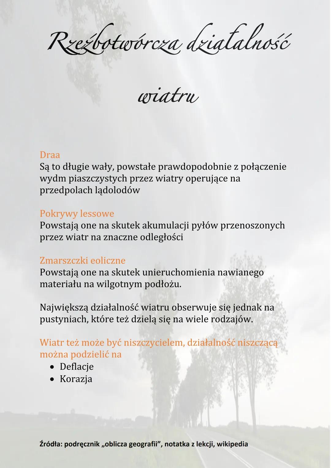 # Rzeźbotwórcza działalność

wiatru

Wiatr jest powszechnym zjawiskiem na kuli ziemskiej,
zarówno na oceanach jak i na lądach. Wiatr to pozi