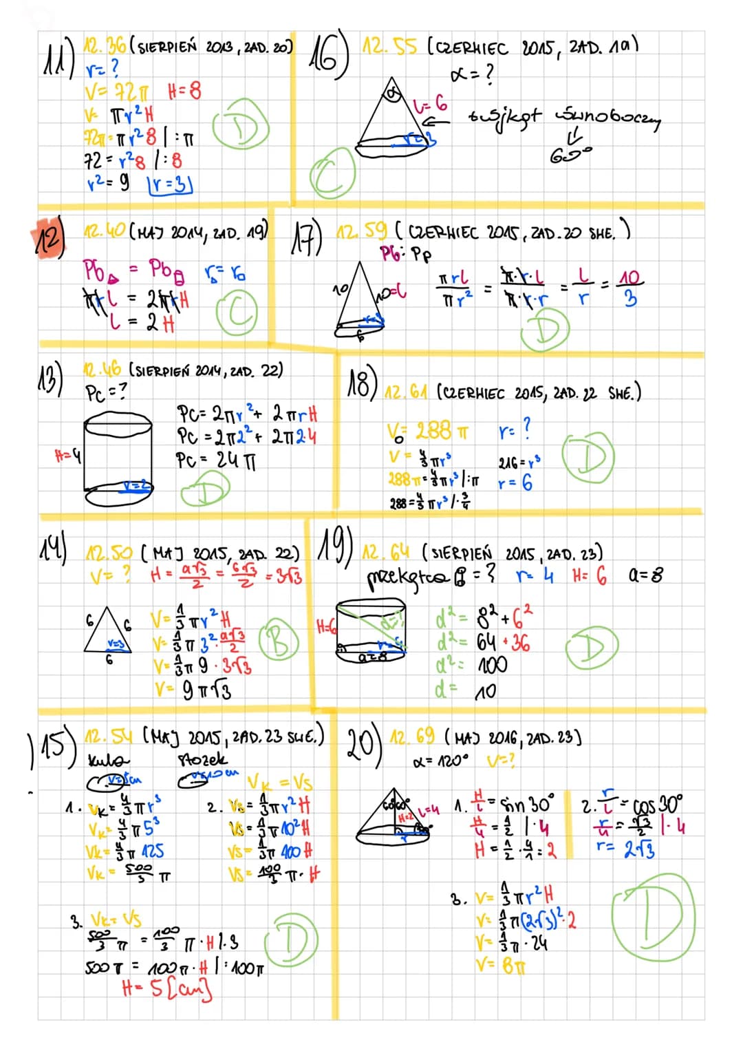 <h2 id="bryyobrotowezadaniamaturalne">Bryły Obrotowe Zadania Maturalne</h2>
<p>The text provided is a collection of mathematic equations and