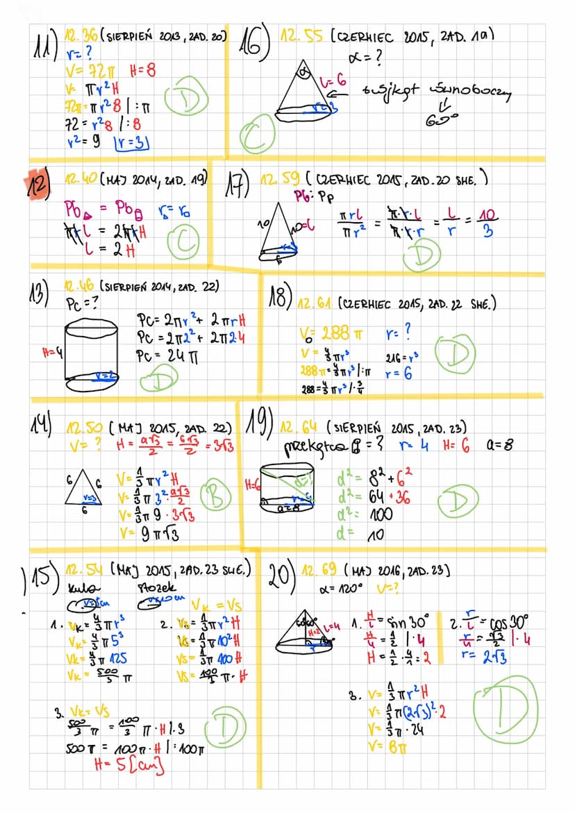 <h2 id="bryyobrotowezadaniamaturalne">Bryły Obrotowe Zadania Maturalne</h2>
<p>The text provided is a collection of mathematic equations and