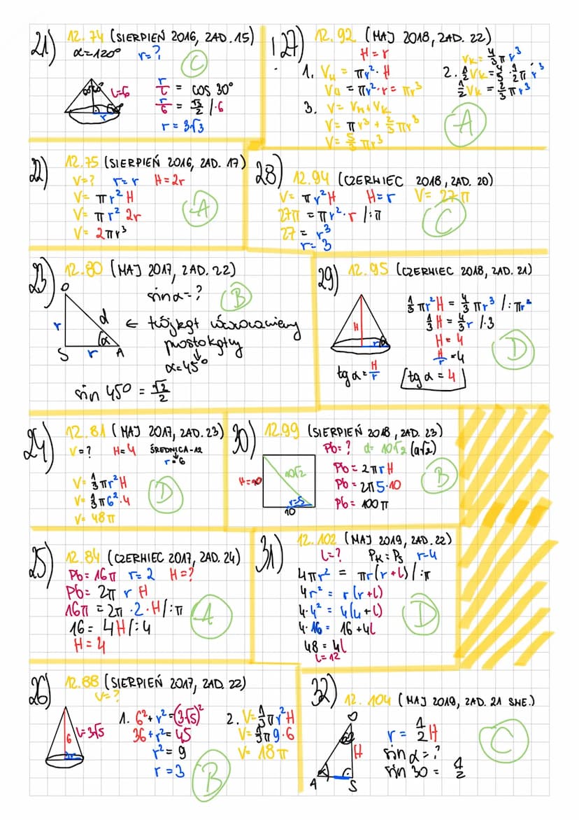 <h2 id="bryyobrotowezadaniamaturalne">Bryły Obrotowe Zadania Maturalne</h2>
<p>The text provided is a collection of mathematic equations and