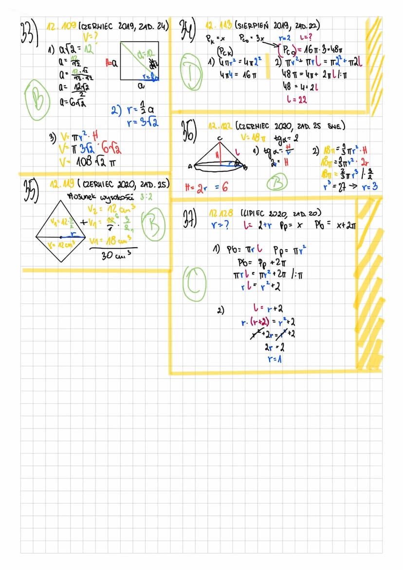 <h2 id="bryyobrotowezadaniamaturalne">Bryły Obrotowe Zadania Maturalne</h2>
<p>The text provided is a collection of mathematic equations and