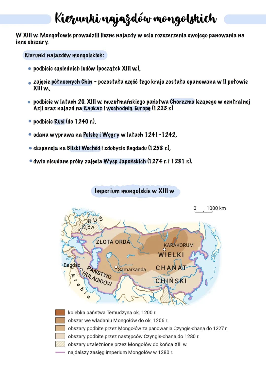 Najazdy mongolskie
Mongotowie
Początkowo Mongołowie byli rozbici na rody i szczepy, które ze sobą walczyły.
Pod koniec XII w. zyli na terena