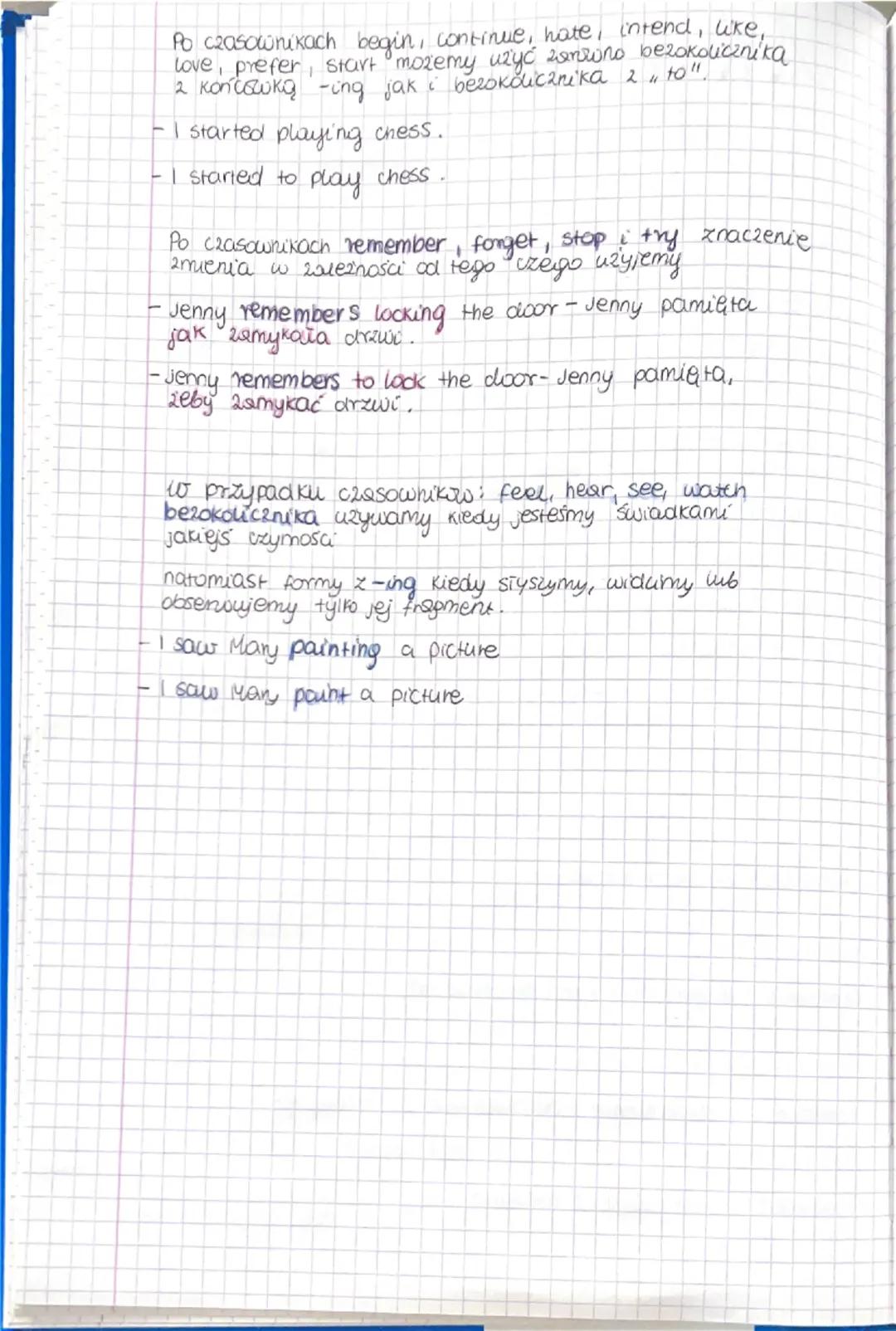 Angielski
VERB PATTERNS
bezokolicznik "to
"
- I want to brak free
•bezokolicznika "to"
игушату, зако сарошіва-
nika „żeby"
She went out to t