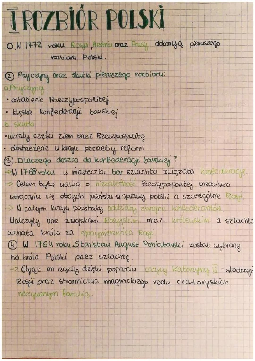 Przyczyny i skutki 1 rozbioru Polski - Historia dla dzieci