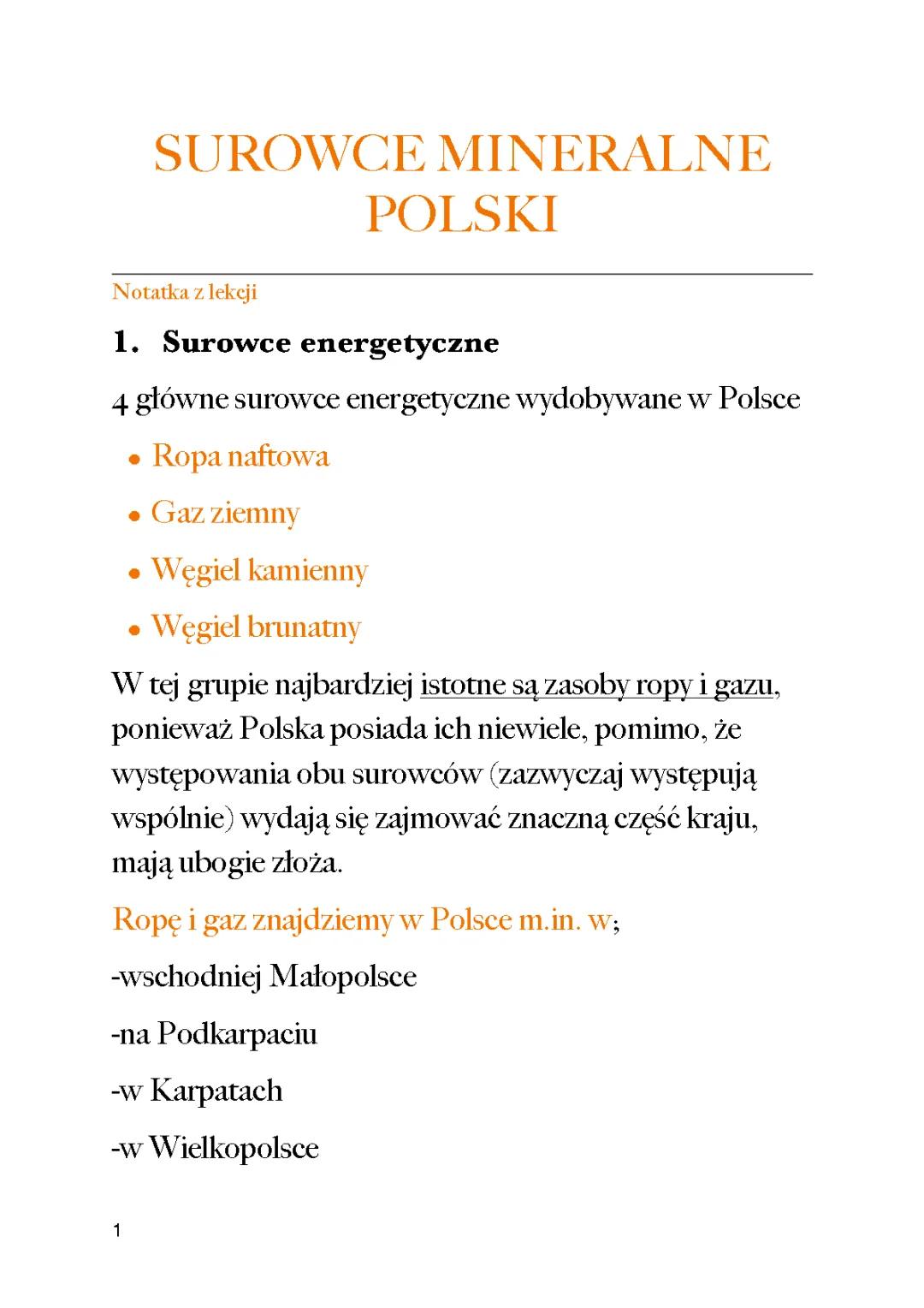 Surowce mineralne Polski