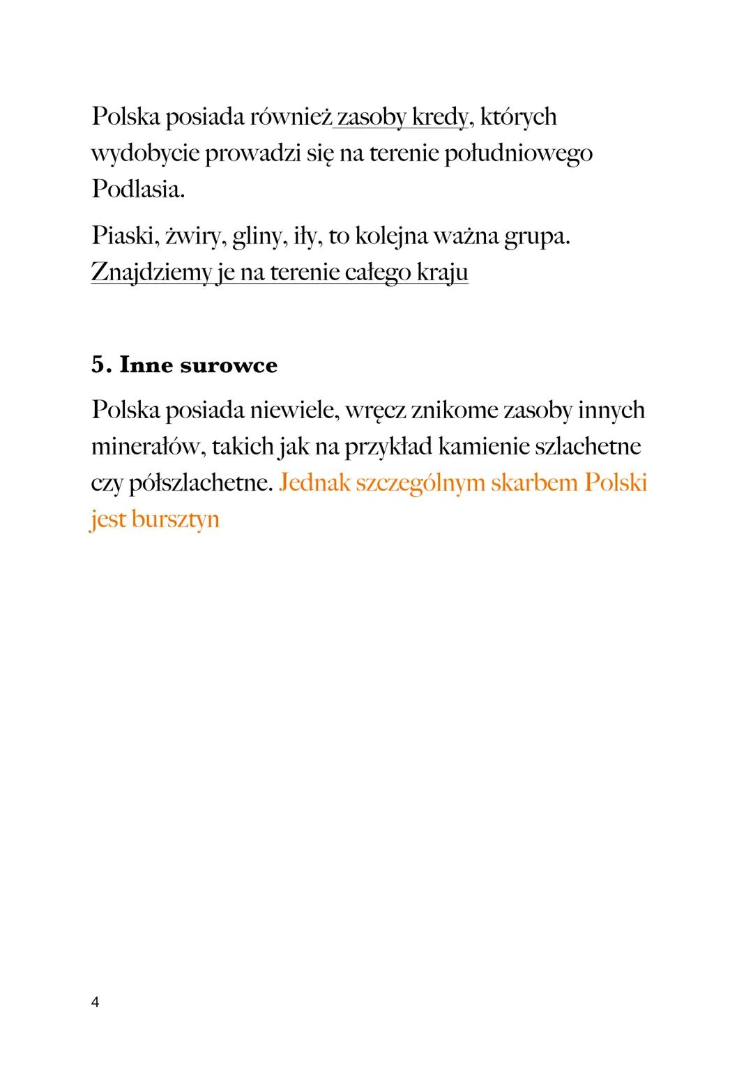 Notatka z lekcji
1. Surowce energetyczne
4 główne surowce energetyczne wydobywane w Polsce
Ropa naftowa
●
SUROWCE MINERALNE
1
• Gaz ziemny
●