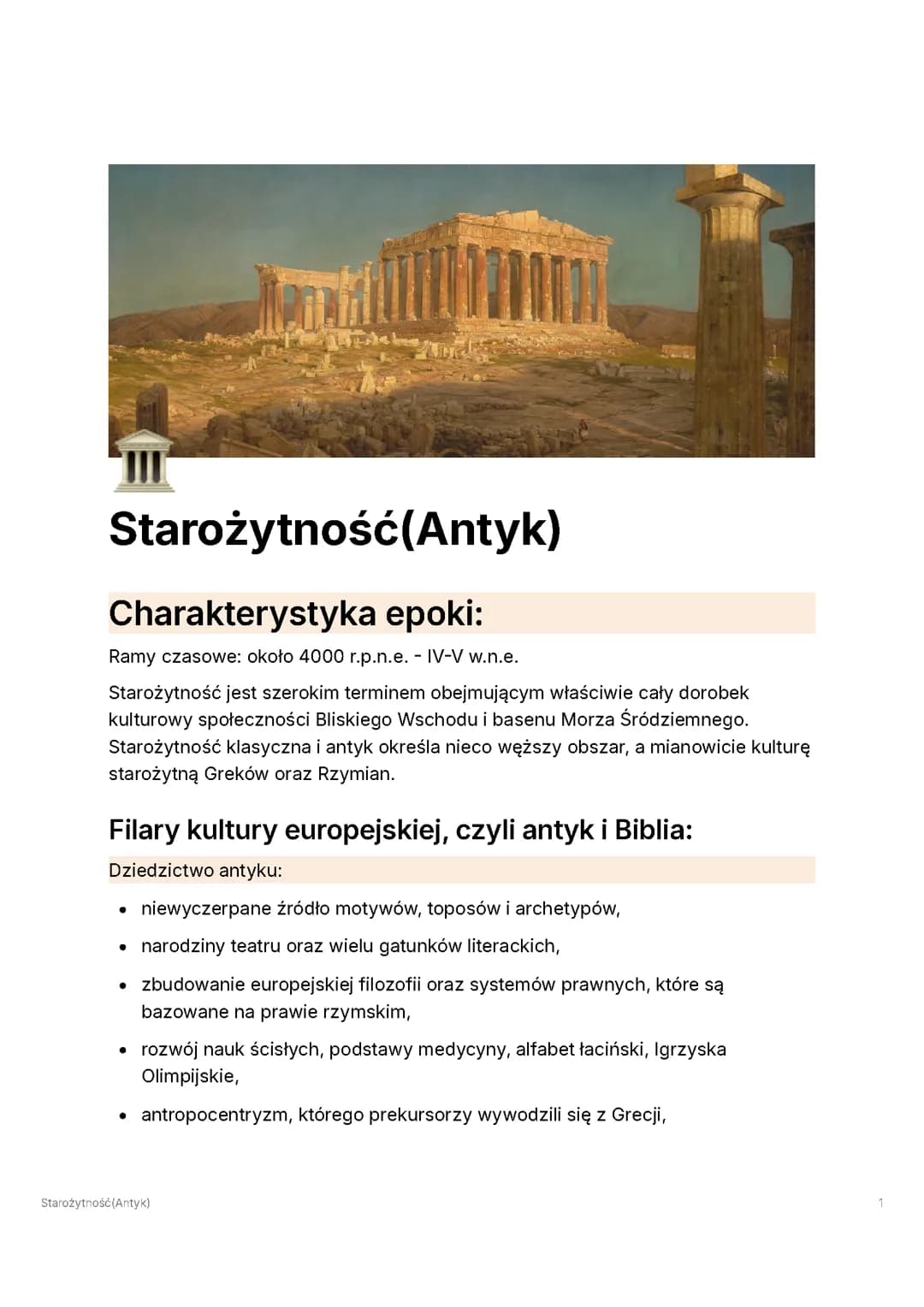 Starożytność (Antyk)- powtórka maturalna