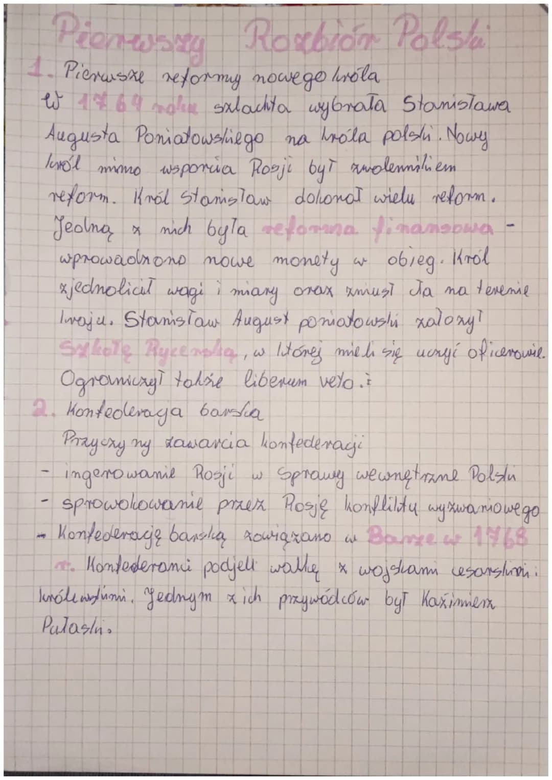 Pierwszy Rozbiór Polska""
4. Pierwsze reformy nowego
Trola
W 1469 nok szlachta wybrała Stanisława
Augusta Poniatowskiego na króla polski. No
