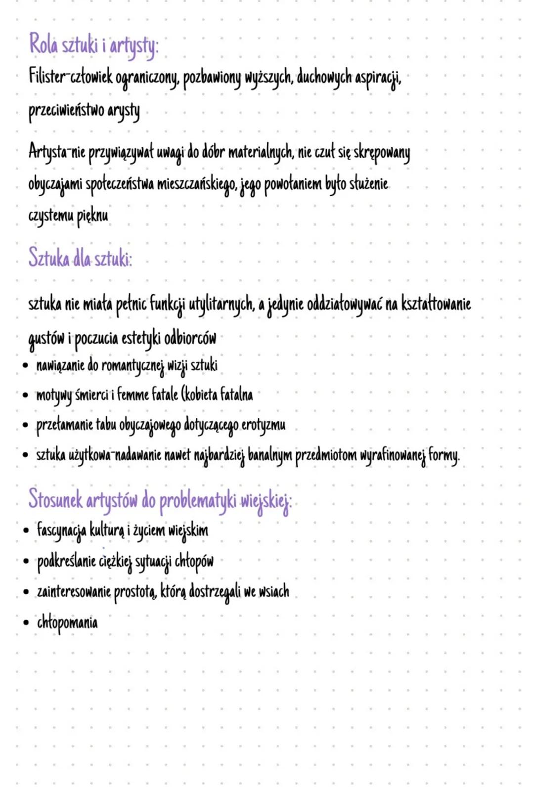 Ramy Czasowe:
początek: 1890 r. (debiutowanie nowego pokolenia artystów)
koniec: 1918 (zakończenie I wojny światowej i odzyskanie przez Pols