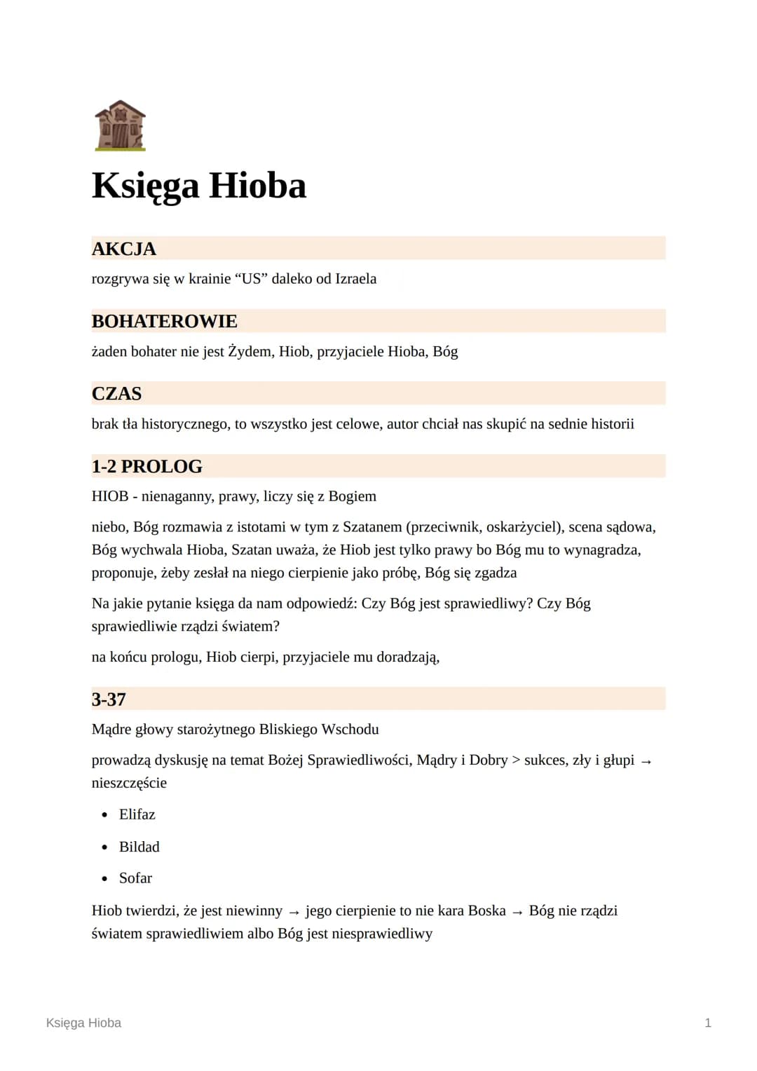 Księga Hioba
AKCJA
rozgrywa się w krainie "US" daleko od Izraela
BOHATEROWIE
żaden bohater nie jest Żydem, Hiob, przyjaciele Hioba, Bóg
CZAS