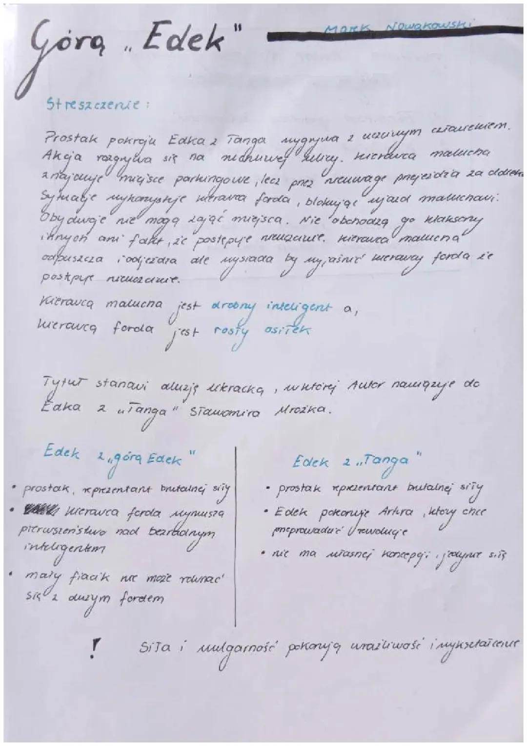 Górą Edek - Streszczenie i Motywy