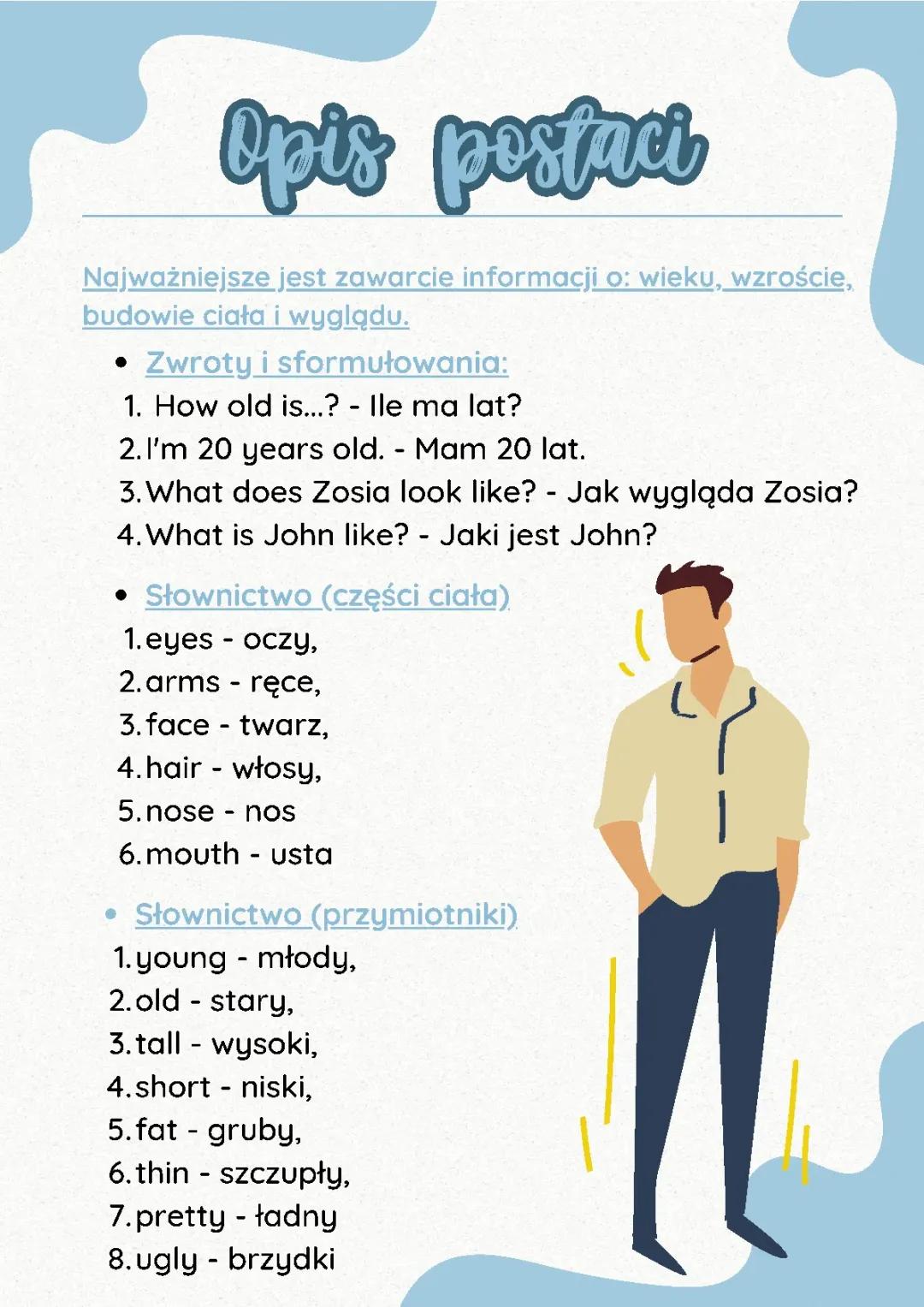 Opis Postaci z Języka Angielskiego