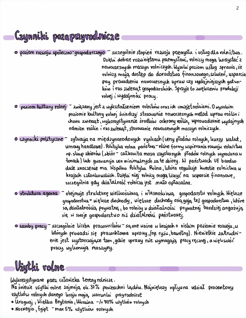 1
°
Czynniki rozwoju rolnictwa
Rolnictwo → to sektor gospodarki, który obejmuje głównie uprawę roślin oraz chów i
Czynniki
hodowlę wienat go