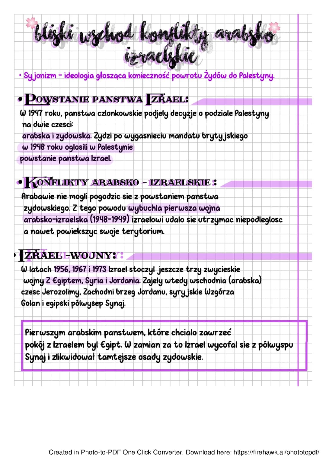 Bliski Wschód - konflikty arabsko- izraelskie 