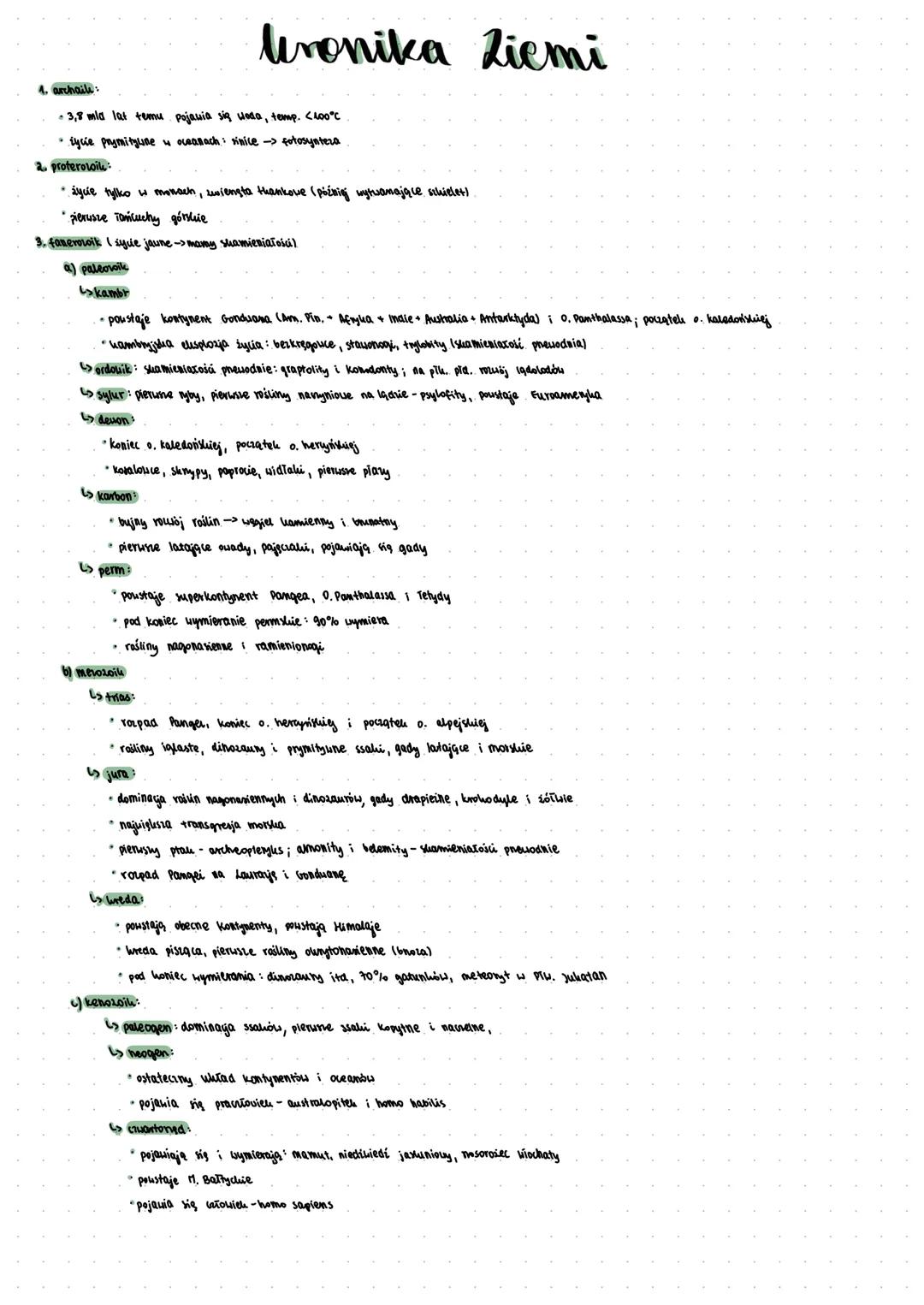 # lkronika Ziemi

1. archaill:

*   3,8 mla lat temu pojawia się woda, temp. <400°C

*   Lycie prymitywne w oceanach sinice fotosynteza

2. 