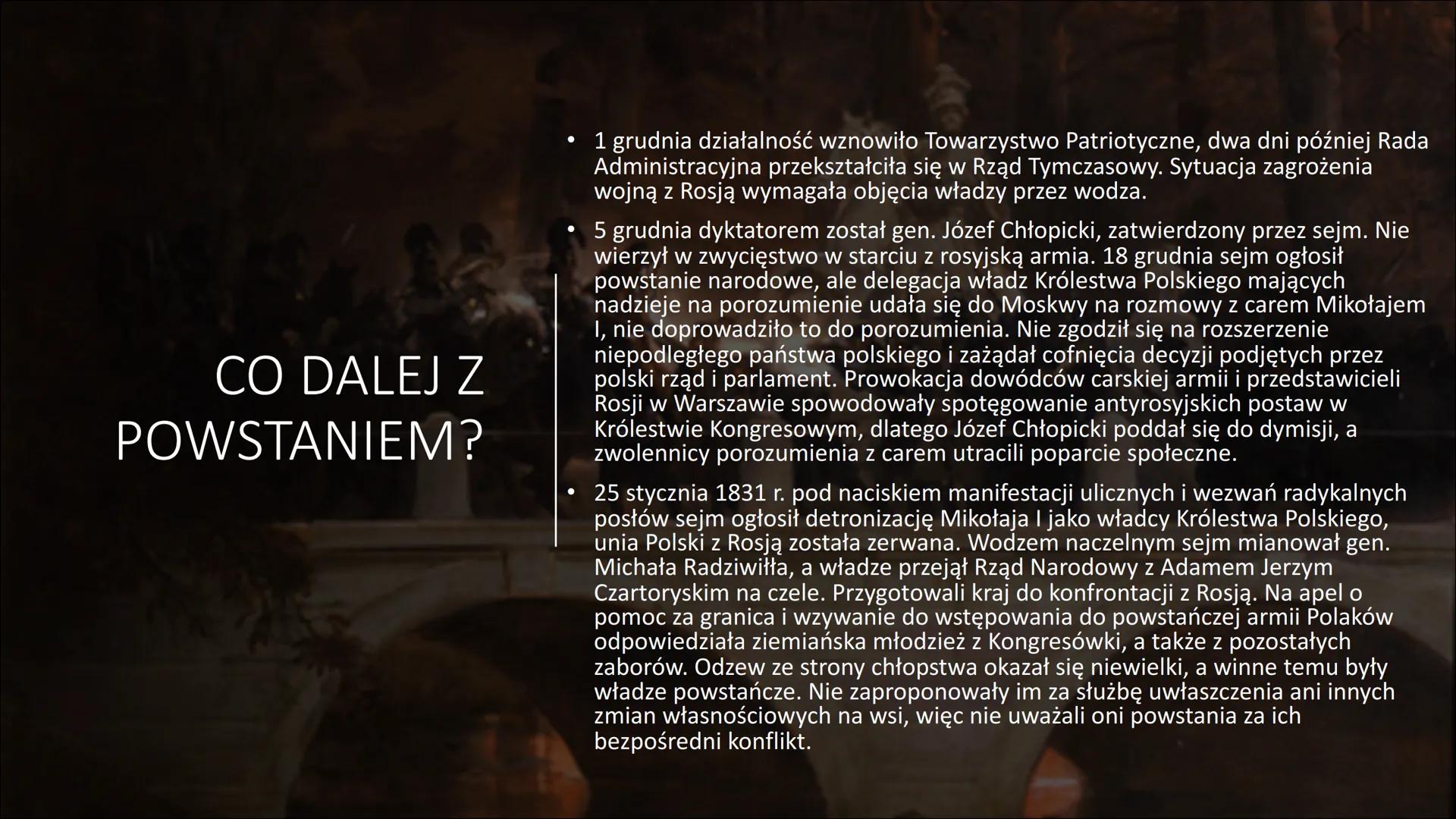 Ziemie polskie w
pierwszej połowie
XIX stulecia # NOC LISTOPADOWA

*   W Królestwie Polskim, rządzonym w imieniu cara przez księcia
Konstant