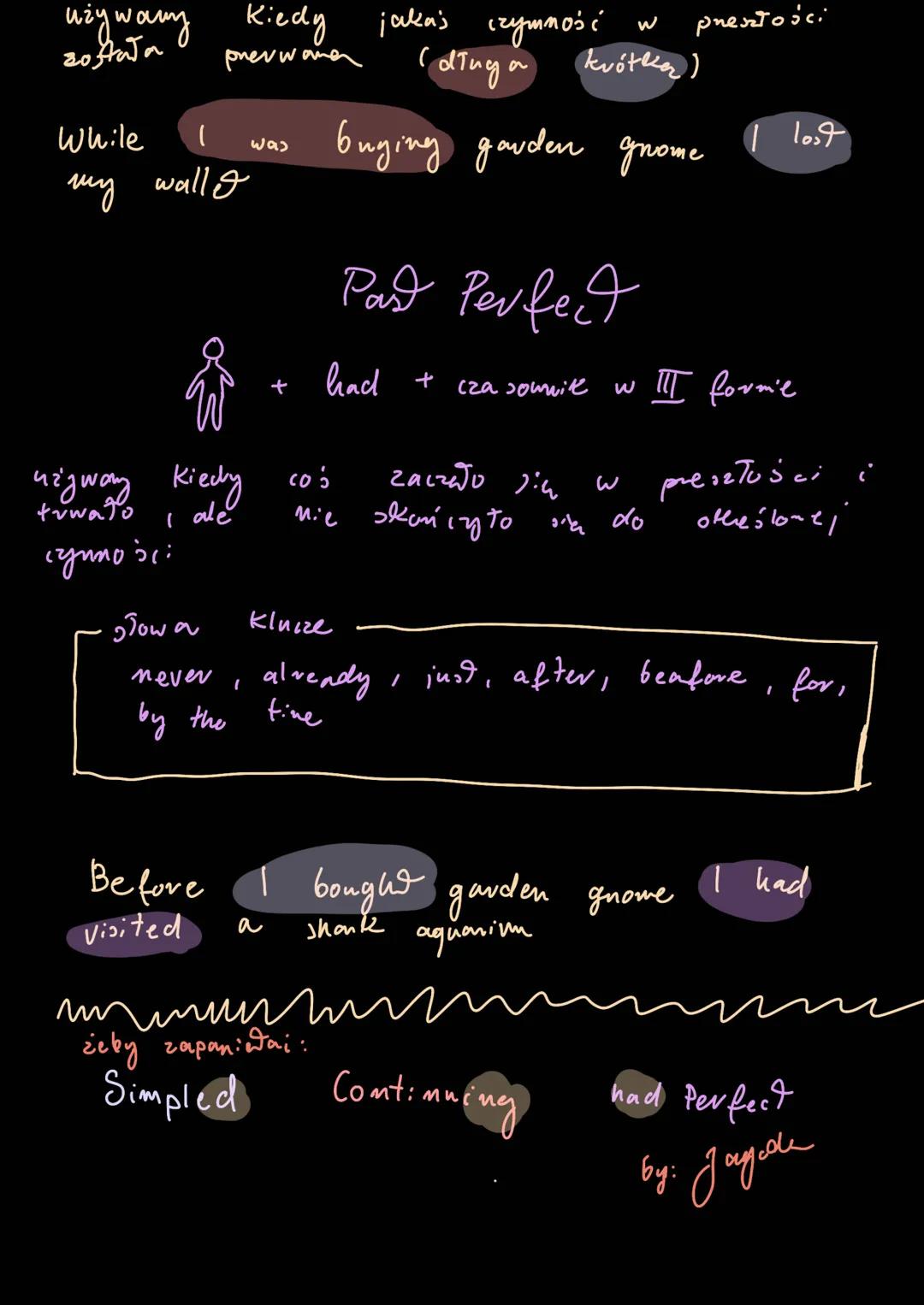 O
Part Simple
+
Past & imple,
Past Continues, Past Perfect
czasownik +
- ed;
używany tego
счуть со
W
Yesterday
gnome.
I forma
Towa
yesterday