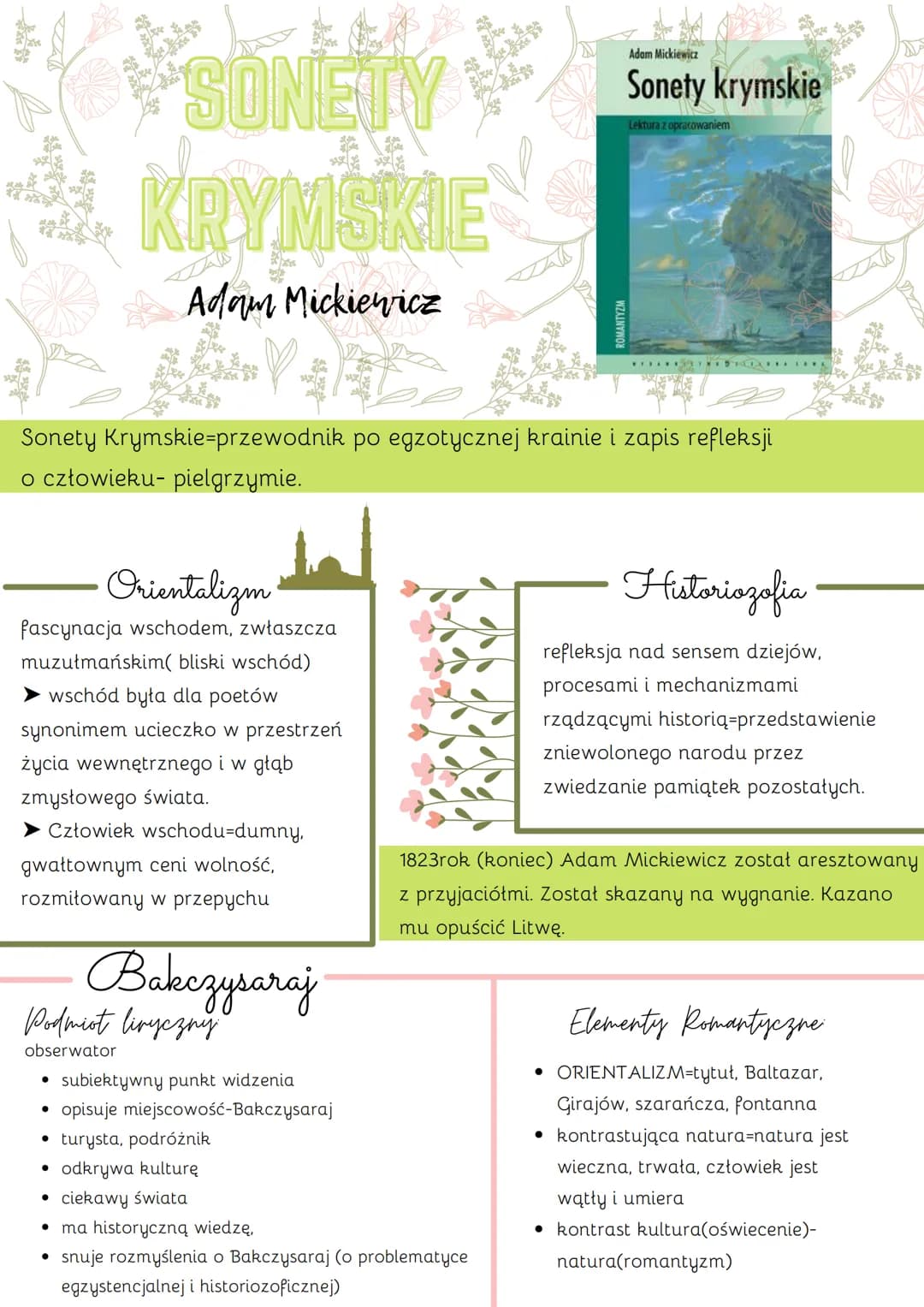 SONETY
KRYMSKIE
Adam Mickiewicz
Orientalizm
fascynacja wschodem, zwłaszcza
muzułmańskim( bliski wschód)
wschód była dla poetów
synonimem uci