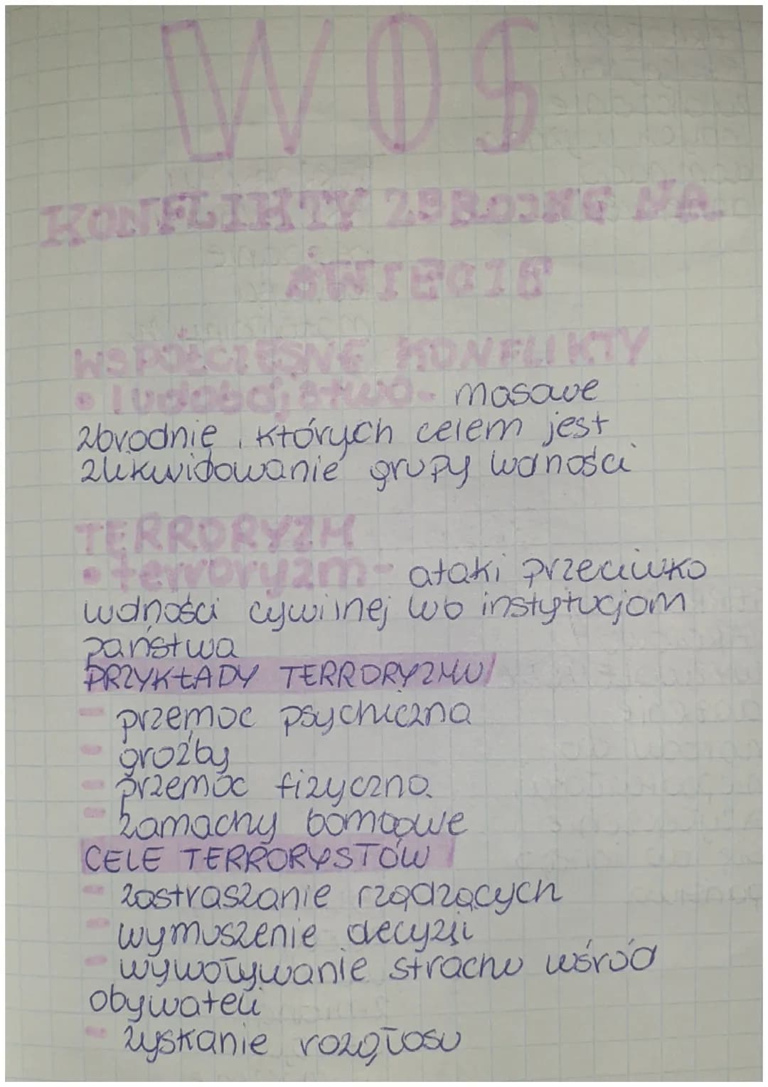KONFLIKTY 29ROONG NA
WS POECTESNE HONFLIKTY
masave
2bvodnie, których celem jest
2likwidowanie grupy waności
TERRORYZM
-terroryzm- ataki prze