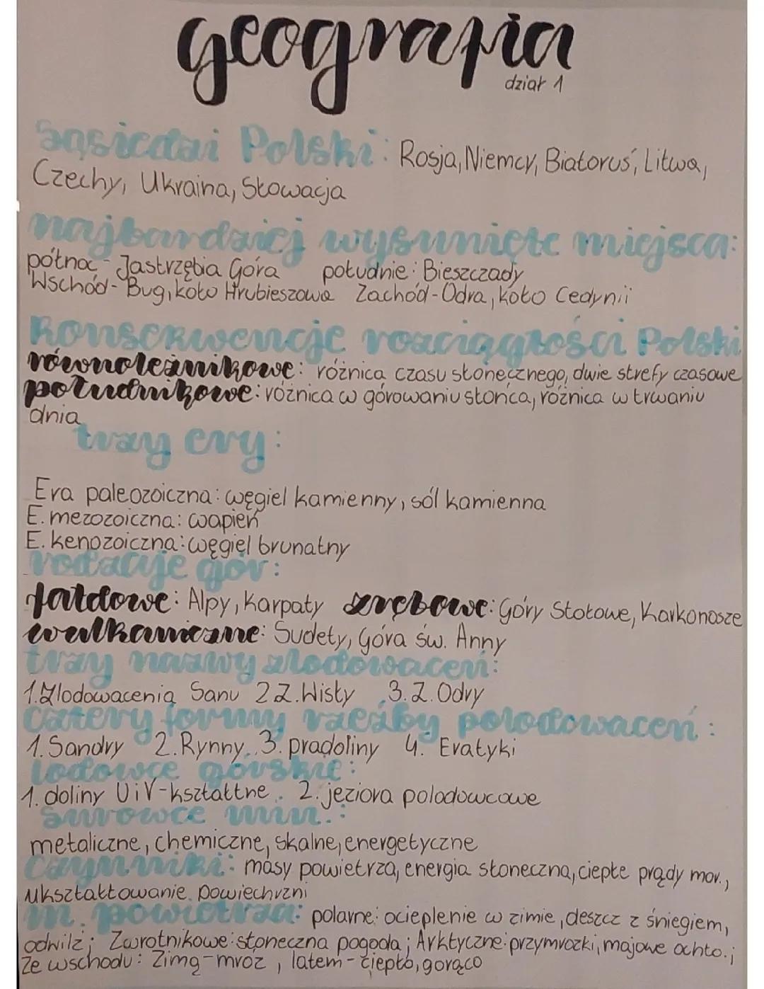 Notatka geografia kl. 7 // dział 1