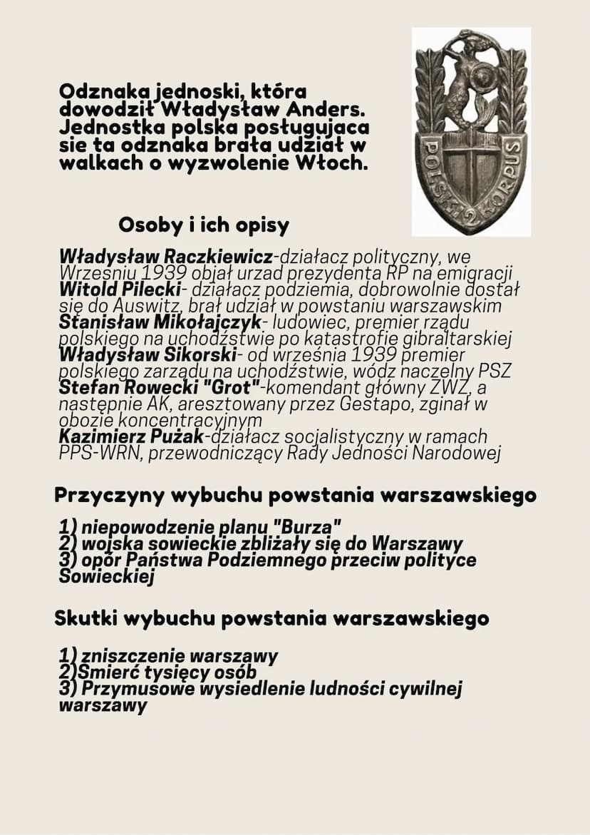 Polska w latach II
wojny światowej
Do działan stosowanych przez niemieckiech
okupantów na ziemiach polskich zaliczamy:
1) wywózki do obozów 