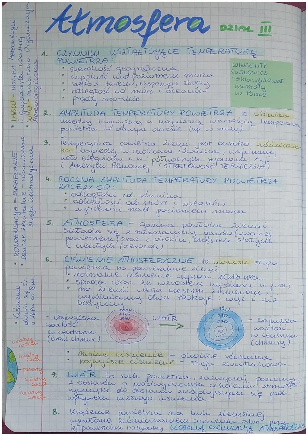 # Atmosfera

D21AL III

1. CRYNNILI USZTAŁTUJĄCE TEMPERATURE
POWIETRZA
*   szerokość geograficzna
wysphość wnd Soziomer morza
nelaba tevecu,