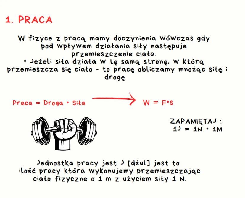 Notes
Fizyka klasa 7
-
NOTATKI I PODSTAWOWE POJĘCIA Z DZIAŁU :
PRACA I ENERGIA :) 1. PRACA
W fizyce z pracą mamy doczynienia wówczas gdy
pod