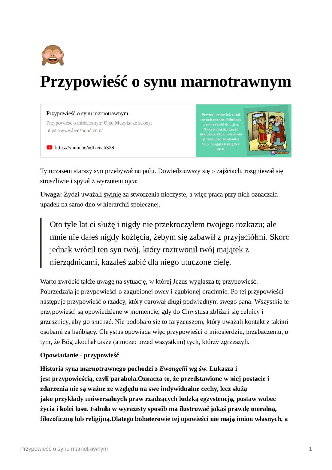 Przypowieść o synu marnotrawnym - Streszczenie i Interpretacja