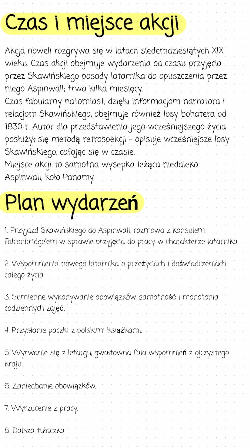 Latarnik
Streszczenie
Stary i zmęczony życiem Polak - Skawiński- obejmuje posadę
latarnika w nadmorskim miasteczku Aspinwall. Ma za sobą
bur
