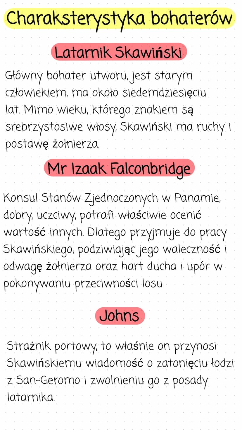 Latarnik
Streszczenie
Stary i zmęczony życiem Polak - Skawiński- obejmuje posadę
latarnika w nadmorskim miasteczku Aspinwall. Ma za sobą
bur