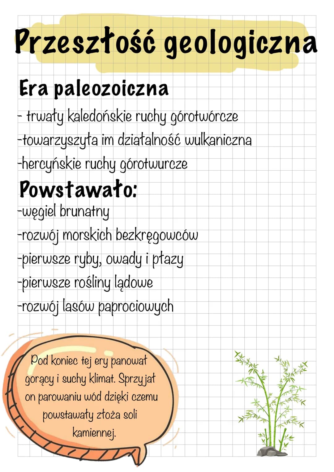 Przeszłość geologiczna
Era paleozoiczna
- trwały kaledońskie ruchy górotwórcze
-towarzyszyła im działalność wulkaniczna
-hercyńskie ruchy gó