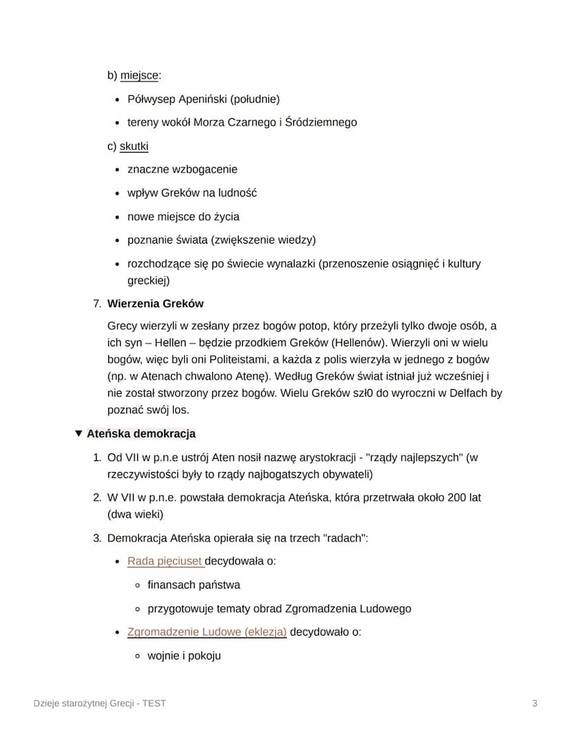 Dzieje starożytnej Grecji - TEST
▾ Hellada i Hellenowie
Hellada Nazwa kraju w jakim mieszkali Hellenowie
Hellenowie Inna nazwa dla Greków
1.
