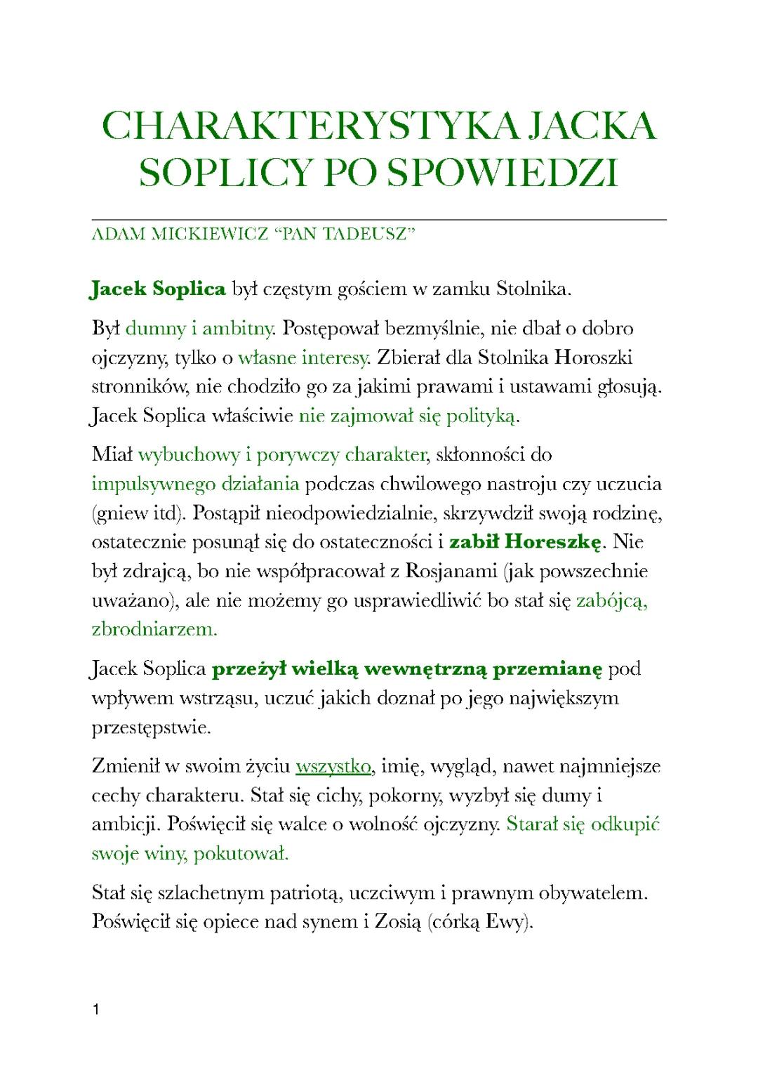 Charakterystyka Soplicy