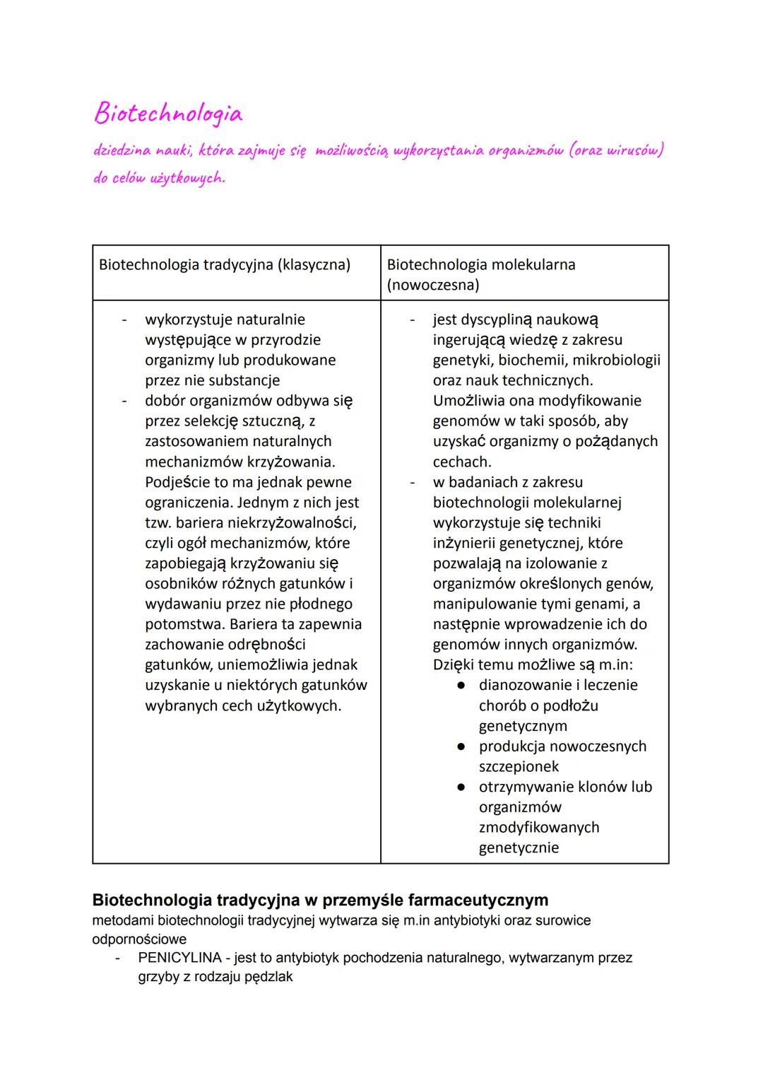 --- OCR Start ---
Biotechnologia
dziedzina nauki, która zajmuje się możliwością wykorzystania organizmów (oraz wirusów)
do celów użytkowych.