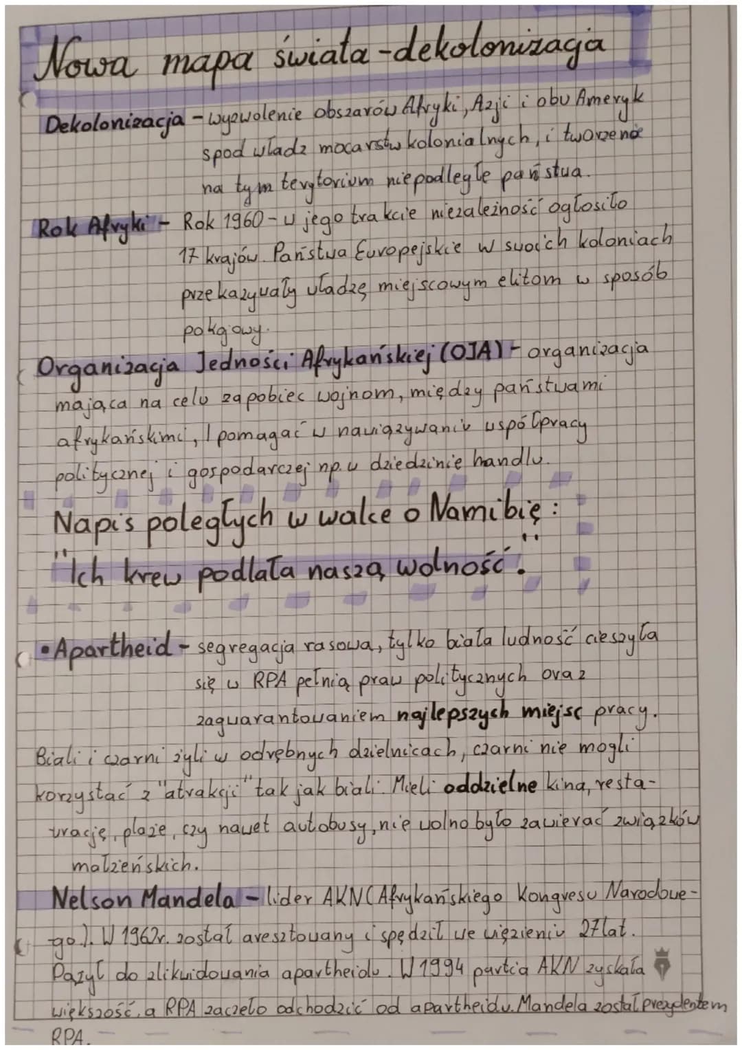 Nowa mapa świata-dekolonizaga
nal
Dekolonizacja - wyzwolenie obszarów Afryki, Azji i obu Ameryk
spod wladz mocarstw kolonialnych, i tworzend