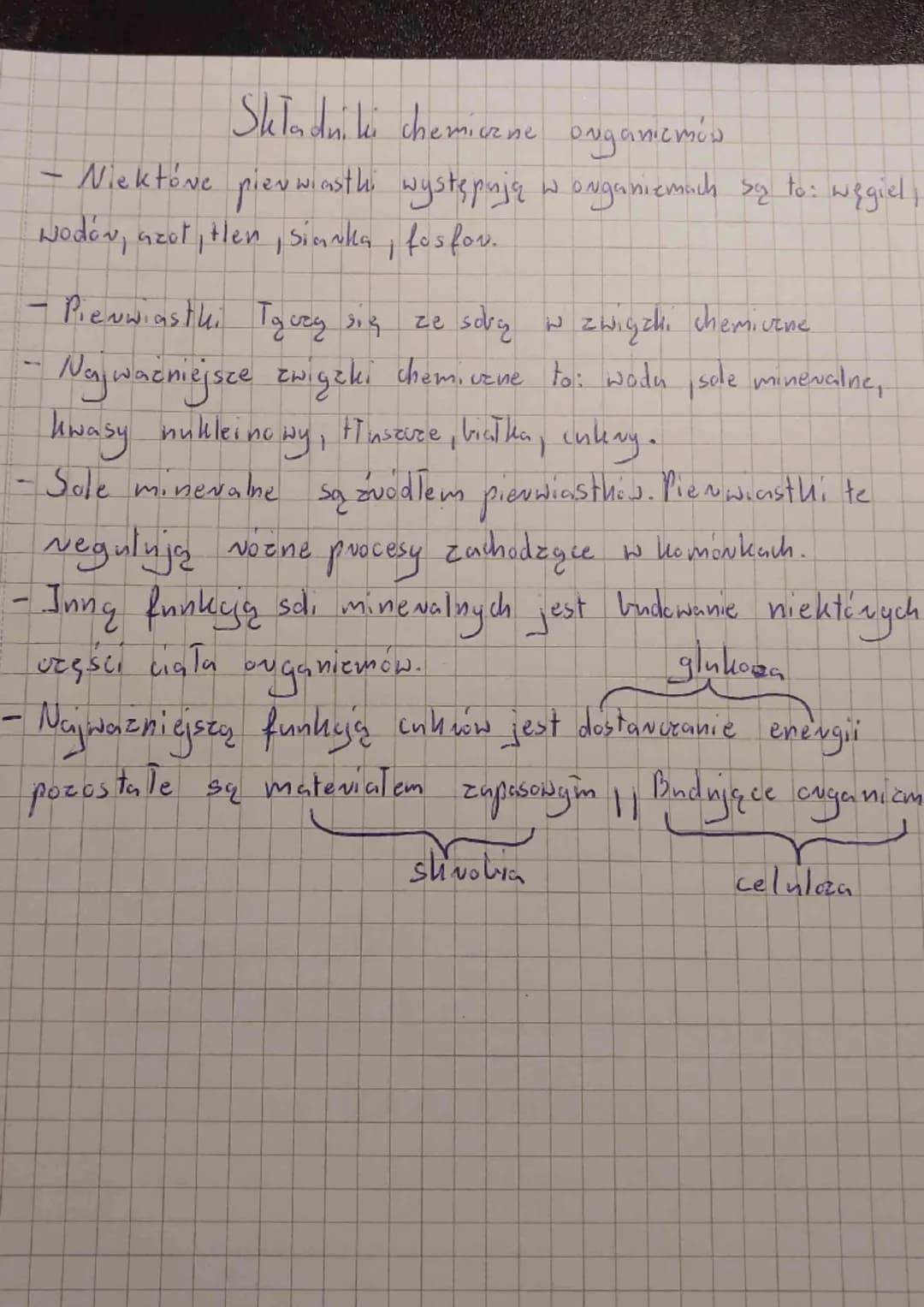Składniki chemiczne organicmés
th
- NiektóNe pierwiastki występują w organizmach są to: węgiel
Nodów, azot, then, Sianka, fosfor.
- Pierwias